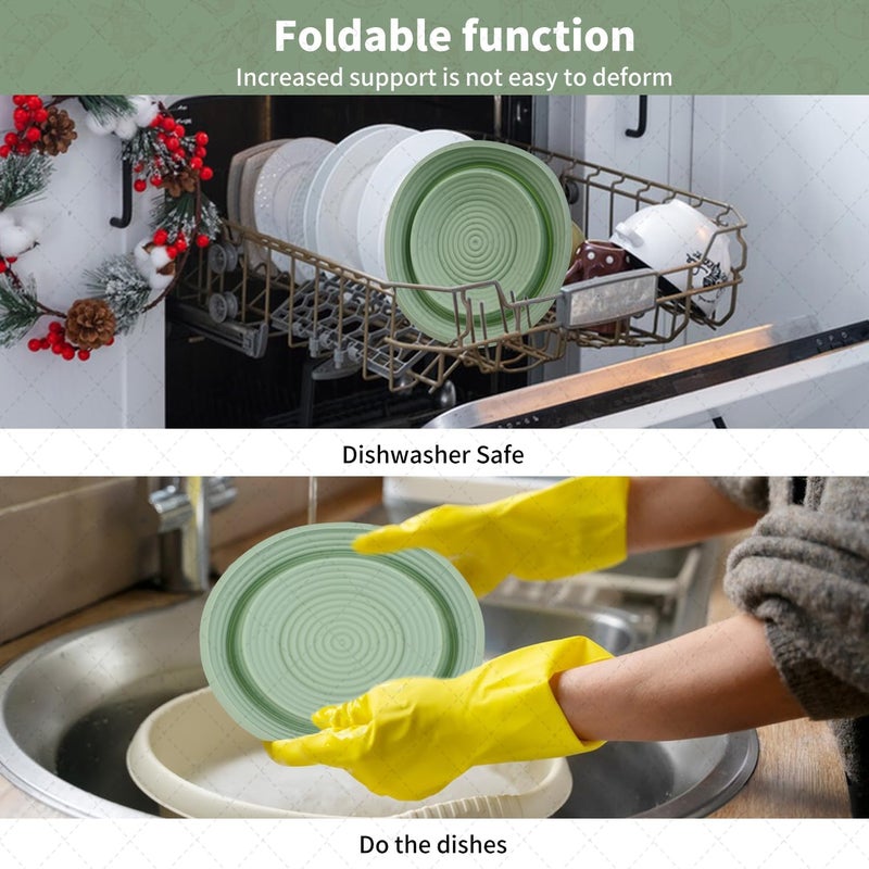 CHAMEX 2Pcs Silicone Banneton Bread Proofing Baskets, 10" Oval & 9" Round Foldable Non-Stick Dough Proofing Bowl Containers-BPA Free, Optimum Sourdough Bread Baking Supplies (Green) - Image 5